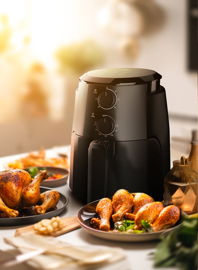 Air fryer No Pre-Heat Needed No-Oil Frying Fast Crispy And Healthy Temperature Control 4 L 1500 W EVKA-AF4001BS Black