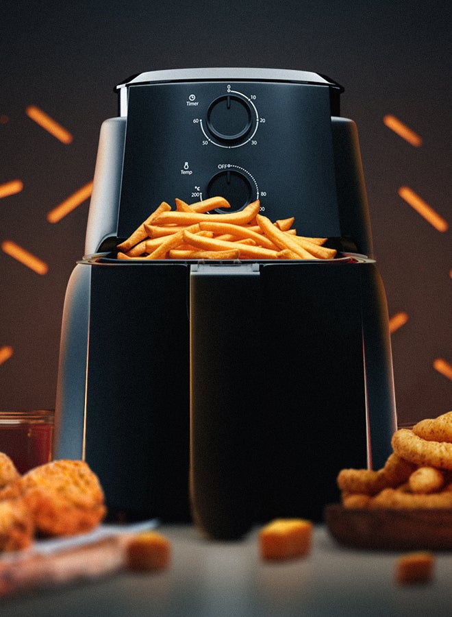 Air fryer No Pre-Heat Needed No-Oil Frying Fast Crispy And Healthy Temperature Control 4 L 1500 W EVKA-AF4001BS Black