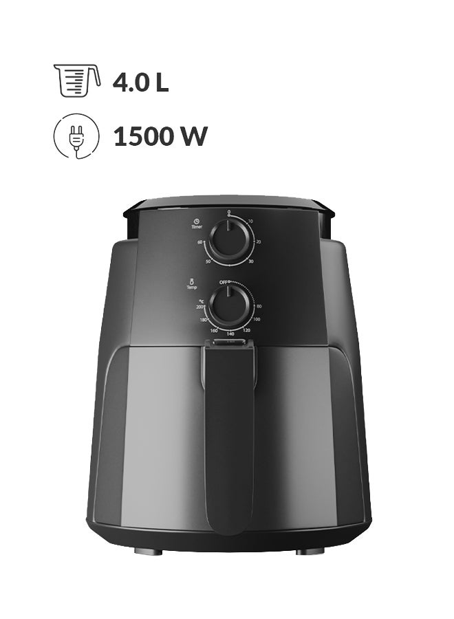 Air fryer No Pre-Heat Needed No-Oil Frying Fast Crispy And Healthy Temperature Control 4 L 1500 W EVKA-AF4001BS Black