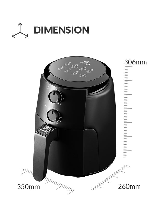 Air fryer No Pre-Heat Needed No-Oil Frying Fast Crispy And Healthy Temperature Control 4 L 1500 W EVKA-AF4001BS Black