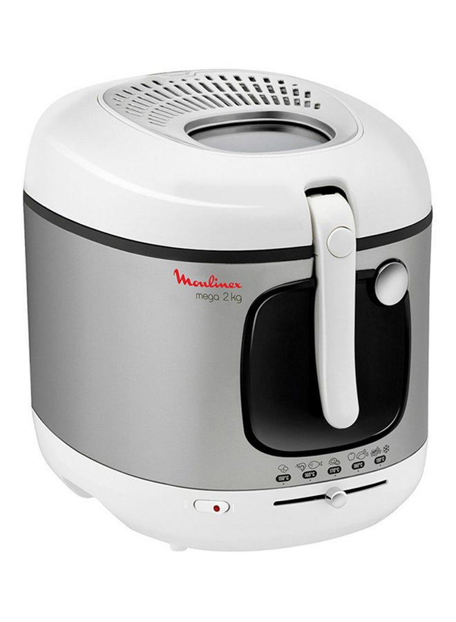 Deep Fryer | Mega |Large capacity | Removable Bowl | Autoatic Lid Opening System | Adjustable Thermostat | Viewing Window |  2 Years Warranty 2 kg 2100 W AM480027 White/Silver/Black