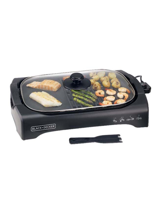 Electric Health Grill, Open Flat Grill With Glass Lid 2200 W LGM70-B5 Black