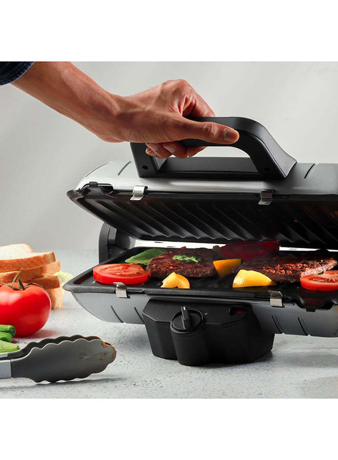 Multifunction Grill Maker, Adjustable Thermostat, GGM5458 - Non-Stick Cooking Plate, Detachable Cooking Plate, Overheat Protection, Cord Storage, Vertical Storage, Portable 1600 W GGM5458 Silver