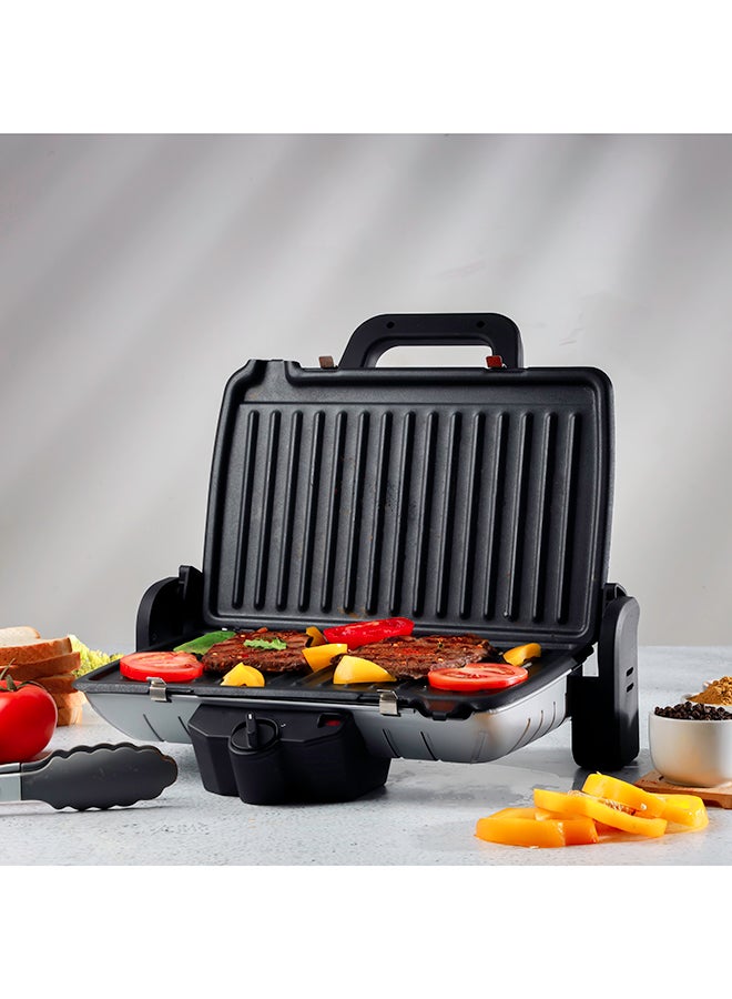Multifunction Grill Maker, Adjustable Thermostat, GGM5458 - Non-Stick Cooking Plate, Detachable Cooking Plate, Overheat Protection, Cord Storage, Vertical Storage, Portable 1600 W GGM5458 Silver