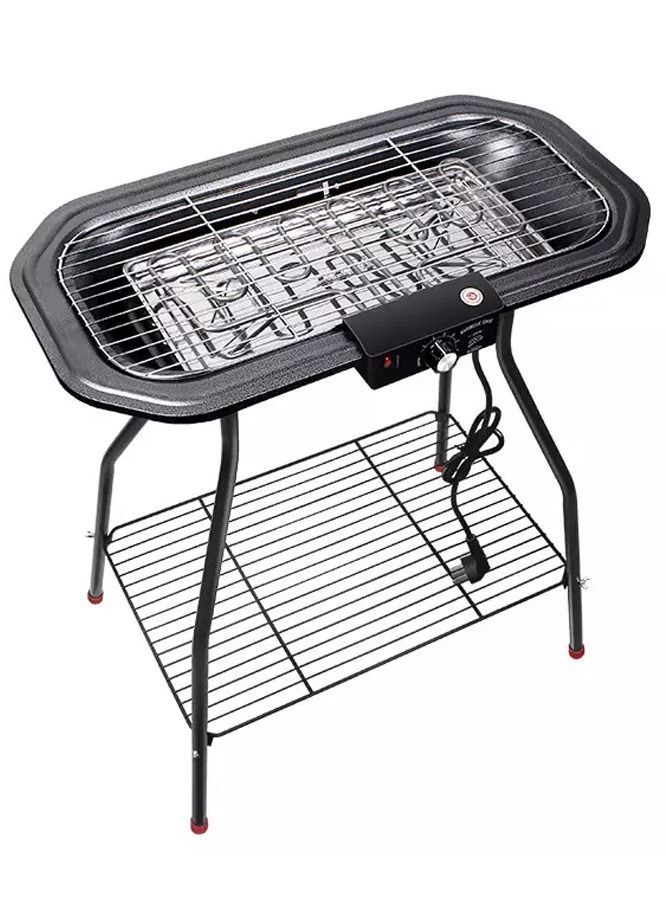 Electric Barbecue with stand 2 in 1 Electric Charcoal Grill Stand 2200W Electric Temperature Regulating Grill Indoor & Outdoor Camping Smokeless BBQ Barbecue Grill