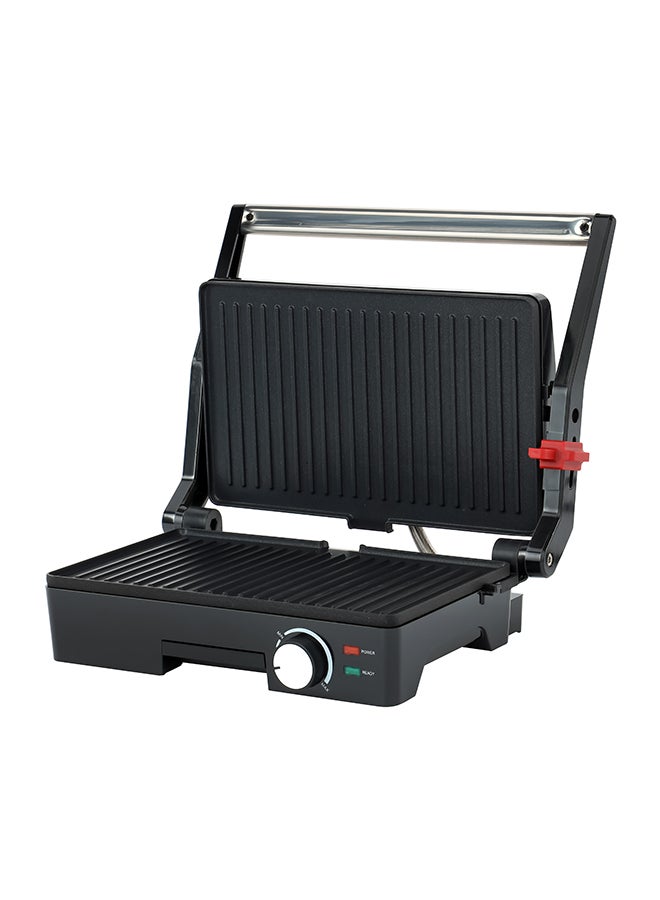 Stainless Steel Grill Maker, Power and Ready Light | Non-Stick Cooking Plate | Easy to Clean | Practical Cable Winding | Lid Locking for Space-Saving Vertical Storage | Pilot Light 1600 W GGM5394 Silver/Black