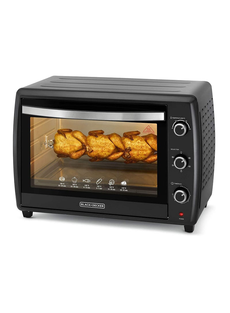 BLACK & DECKER 70L Double Glass Multifunction Toaster Oven With Rotisserie For Toasting/ Baking/ Broiling Black TRO70RDG-B5