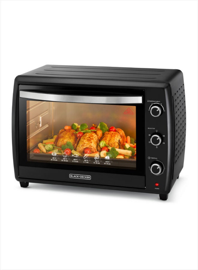 Electric Oven Multifunction With Double Glass And Rotisserie For Toasting/Baking/Broiling 70 L 2200 W TRO70RDG-B5 Black