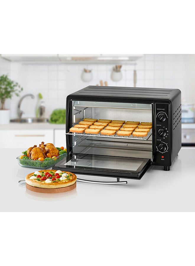 Electric Oven Multifunction With Double Glass And Rotisserie For Toasting/Baking/Broiling 45 L 1800 W TRO45RDG-B5 Black