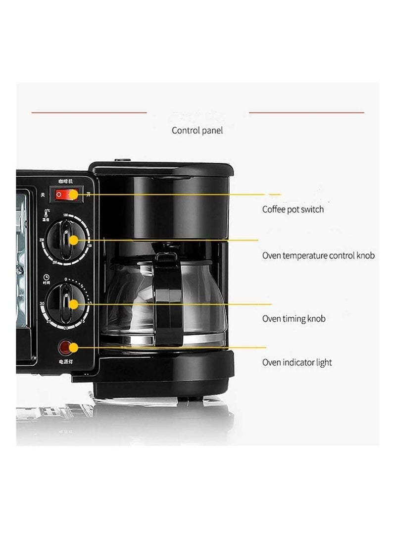 Breakfast machine multifunctional Mini Oven Multi Function Three In One Breakfast Machine 9L Small Portable Electric Grill Adjustable Temperature Control Timer 650W Multi Cooking