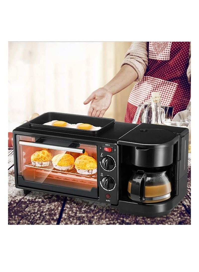 Breakfast machine multifunctional Mini Oven Multi Function Three In One Breakfast Machine 9L Small Portable Electric Grill Adjustable Temperature Control Timer 650W Multi Cooking