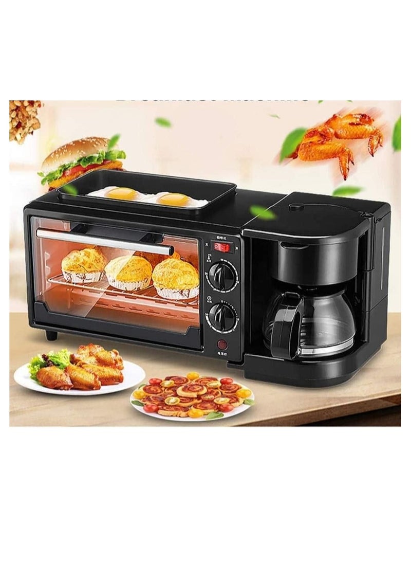 Breakfast machine multifunctional Mini Oven Multi Function Three In One Breakfast Machine 9L Small Portable Electric Grill Adjustable Temperature Control Timer 650W Multi Cooking