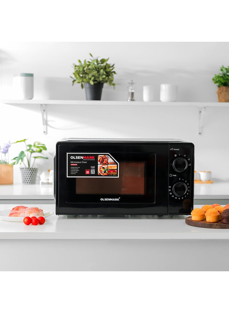 Electric Microwave Oven, 5 Multiple Power Levels with Easy Controls and Cooking End Signal, Perfect for Reheating, Defrosting, Cooking 20 L 1150 W OMMO2343W Black