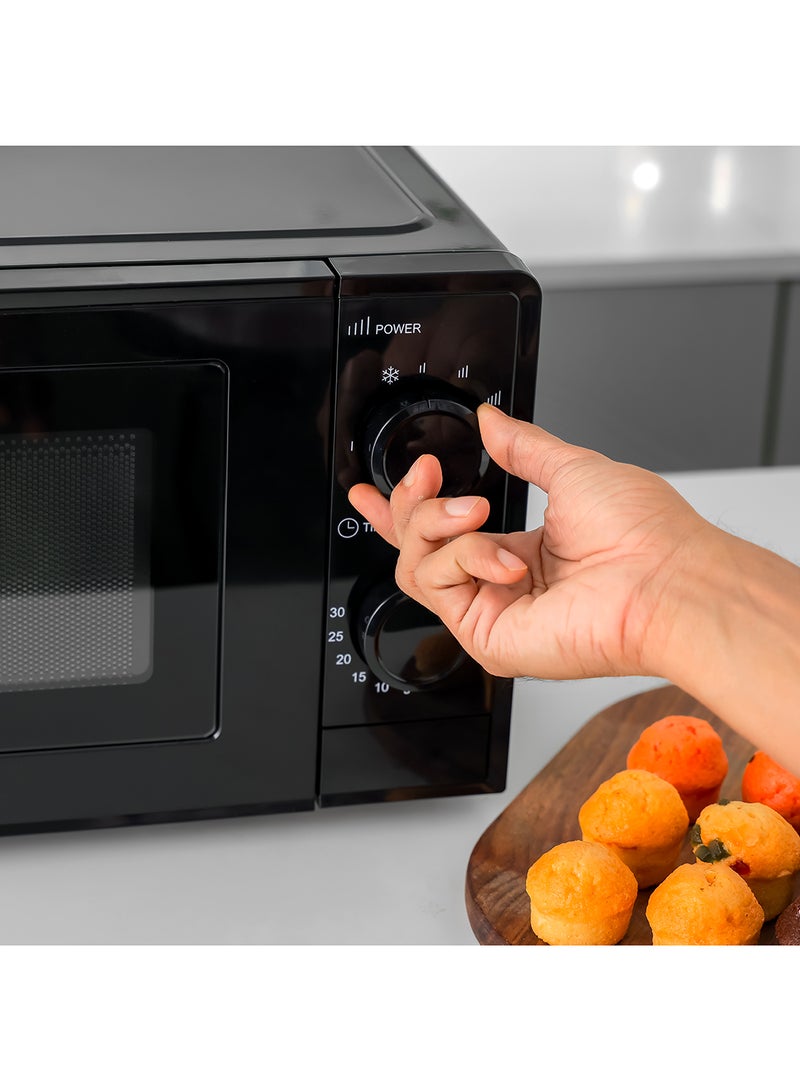 Electric Microwave Oven, 5 Multiple Power Levels with Easy Controls and Cooking End Signal, Perfect for Reheating, Defrosting, Cooking 20 L 1150 W OMMO2343W Black