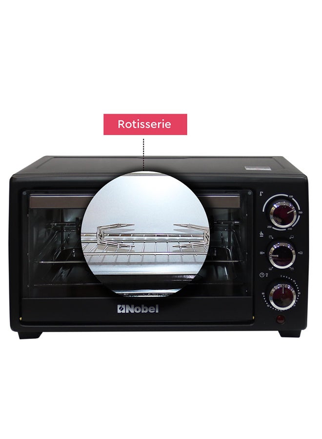 Electric Oven 18 Litres Capacity, 100-250℃ Temperature Control, 60 Minutes Timer, Rotisserie, Inner Lamp, Stainless Steel Heating Element 18 L 1280 W NEO20 Black