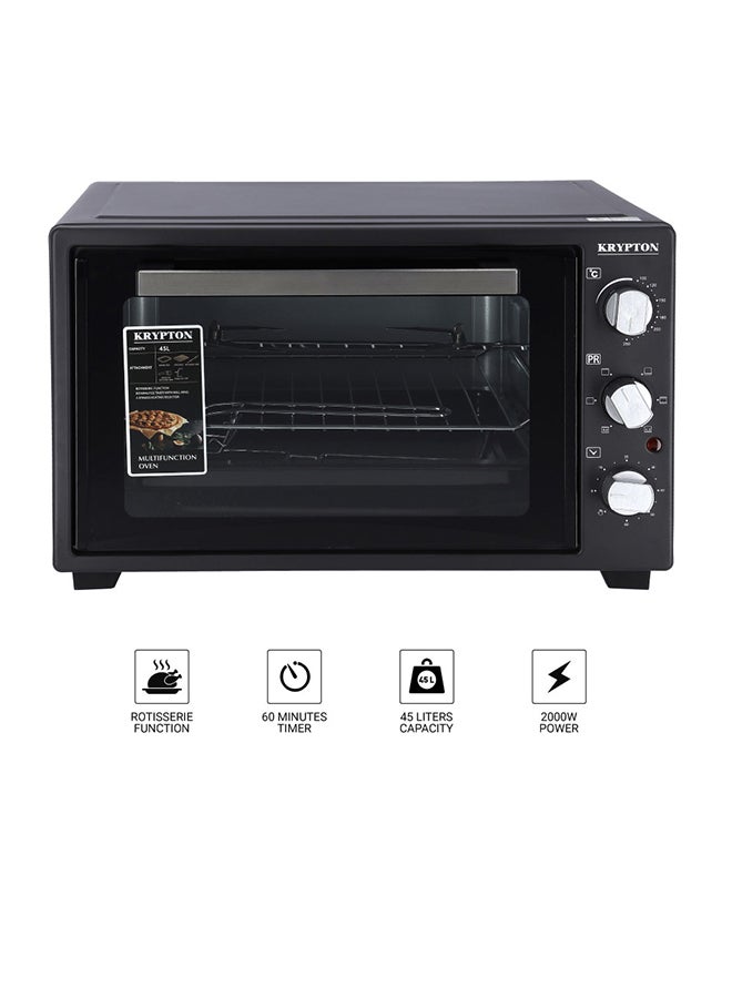 Electric Kitchen Oven With Powerful Rotisserie, Crumb Tray, Perfect For Grilling, Toasting And Roasting 45 L 2000 W KNO6246 Black