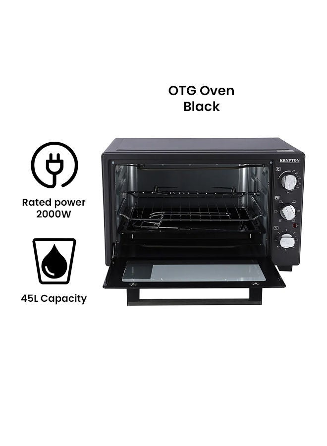 Electric Kitchen Oven With Powerful Rotisserie, Crumb Tray, Perfect For Grilling, Toasting And Roasting 45 L 2000 W KNO6246 Black