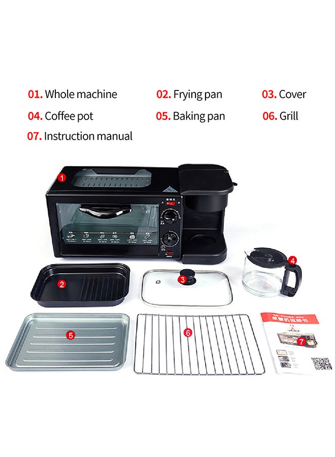 3-In-1 Multifunctional Breakfast Maker With Coffee Pot And Frying Pan 33150 ml 640 W H40141-LM Black