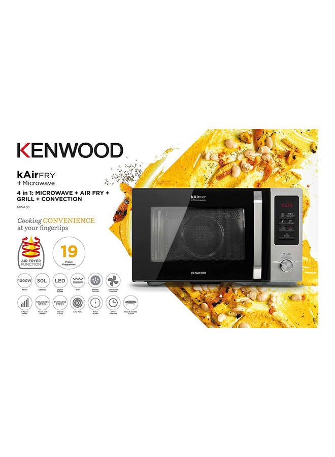 4 In 1 Microwave Oven Air Fryer Grill Convection With 19 Preset Programs Digital Display 5 Power Levels Defrost Function 95 Minutes Timer Clock Function 30 L 1000 W MWA30.000BK Black