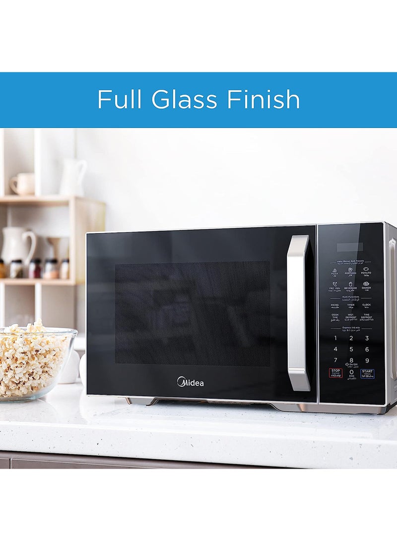 Solo Digital Microwave Oven with 5 Power Levels & 6 Auto menus, Child-Safety-Lock, Fast Reheat, Pull Open Door Handle, Cooking End Signal, Good for Home & Office, EM9P032MX 29 L 900 W EM9P032MX Silver