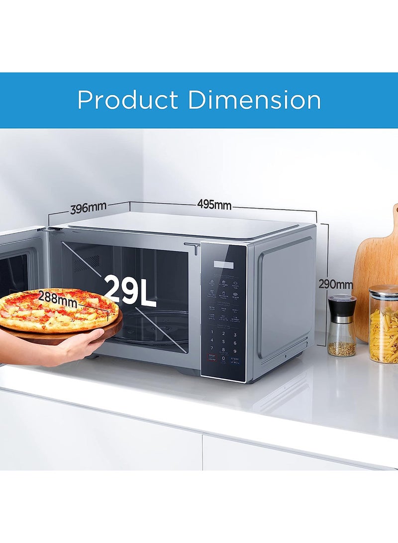 Solo Digital Microwave Oven with 5 Power Levels & 6 Auto menus, Child-Safety-Lock, Fast Reheat, Pull Open Door Handle, Cooking End Signal, Good for Home & Office, EM9P032MX 29 L 900 W EM9P032MX Silver