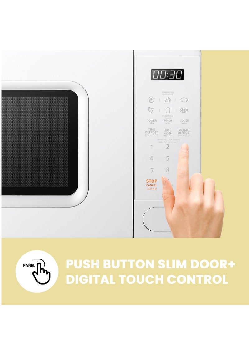 COMFEE Microwave Oven 20L 700W with 6 Cooking Presets Express Cook 11 Power Levels Defrost and Memory Function-White