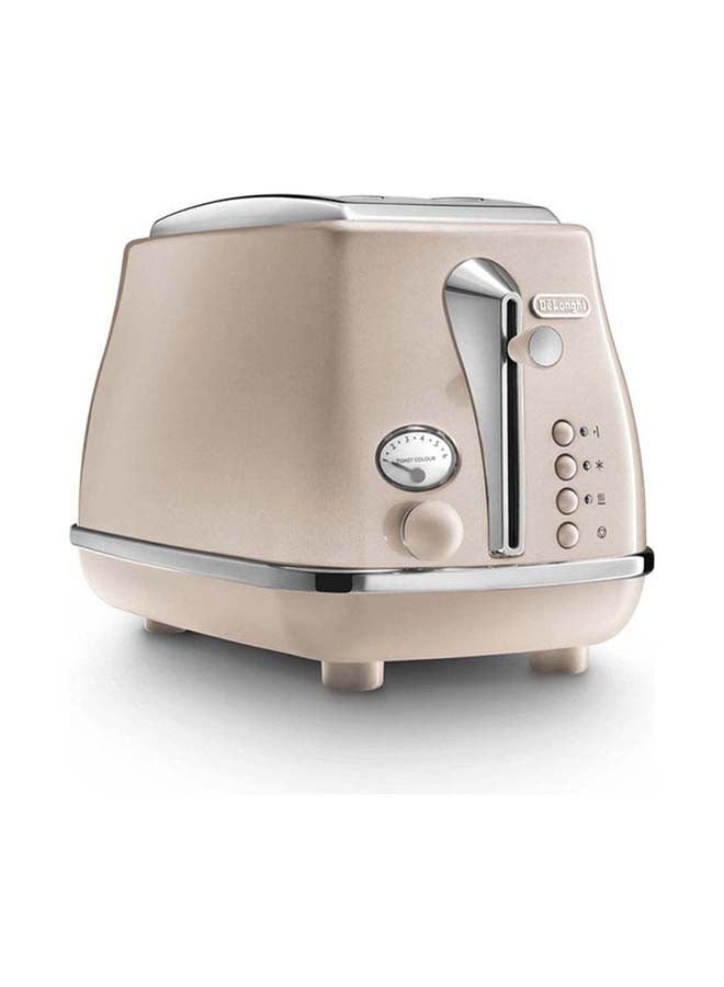 Icona Capitals Vintage Style 2 Slice Toaster, 6 Browning Levels, 2 Extra Wide Bread Slots, Defrost And Reheat Functions, Removable Crumb Tray 900 W CTOT2003.BG Beige