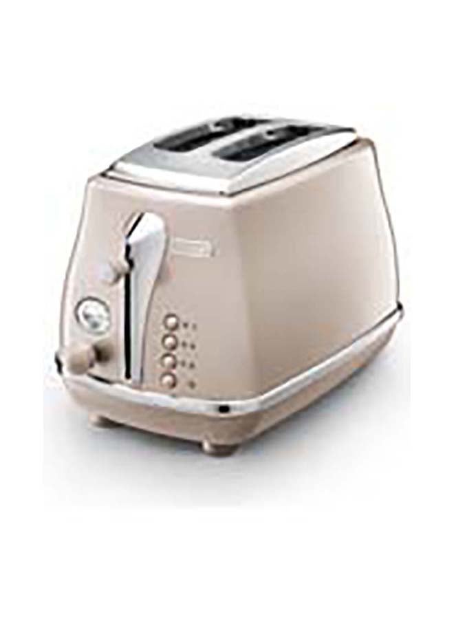 Icona Capitals Vintage Style 2 Slice Toaster, 6 Browning Levels, 2 Extra Wide Bread Slots, Defrost And Reheat Functions, Removable Crumb Tray 900 W CTOT2003.BG Beige