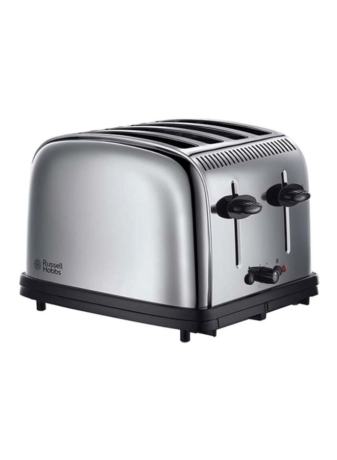Classic Stainless Steel 4 Slice Bread Toaster With High Lift And Wide Slots, Adjustable Browning Control, Cancel And Defrost Function, Integrated Cord Storage 2900 W 23340 Silver