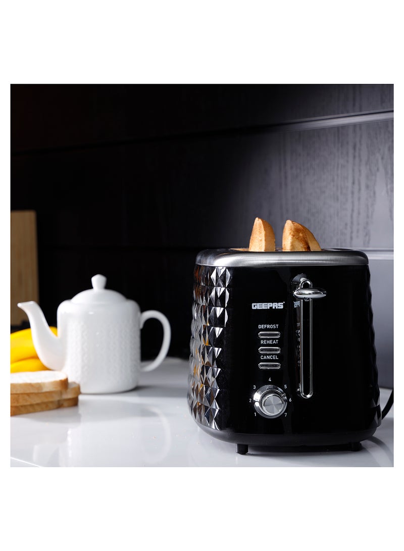 2 Slice Bread Toaster -  Adjustable 7 Browning Control 2 Slice Pop-Up Toaster with Removable Crumb Collection Tray, Self-Centering | Cancel, Defrost & Reheat | Perfect Sandwiches, Toast & More 850 W GBT36536 Black