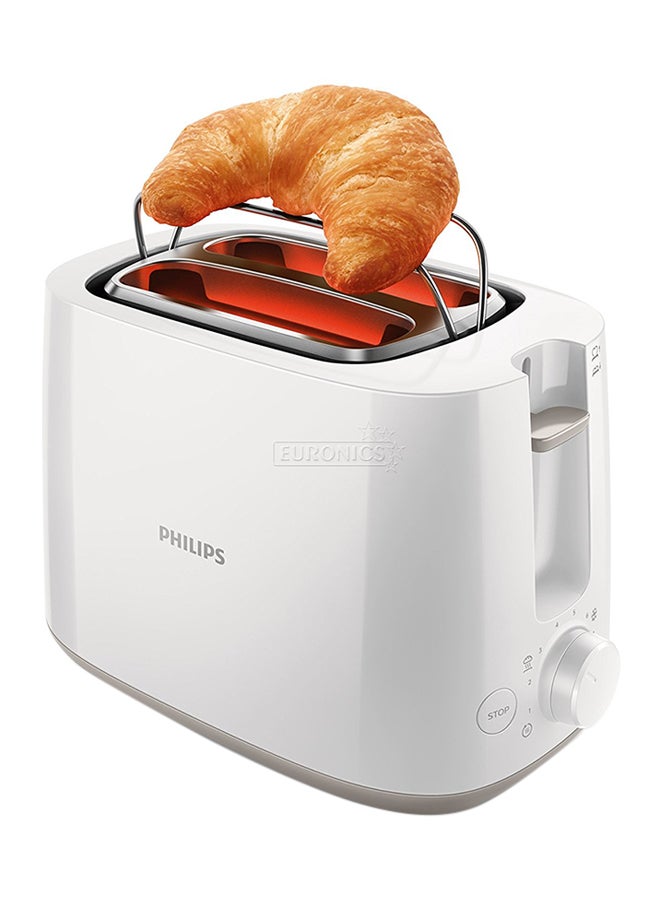 Toaster Daily Collection - Plastic, 2 Slots With Bun Warmer, 8 Settings, 830 W HD2581/01 White