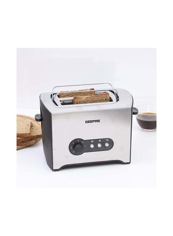 2 Slice Toaster - Stainless Steel Bread Toaster with High Lift Lever With High Lift & Lock Function - Reheat| Defrost Function |Lift & Lock Function, Wide 2 Slots, Even & Fast Toasting, 900.0 W GBT6152 Silver/Black