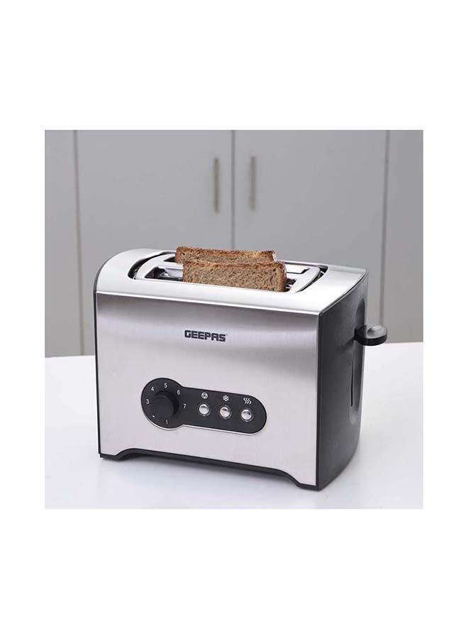 2 Slice Toaster - Stainless Steel Bread Toaster with High Lift Lever With High Lift & Lock Function - Reheat| Defrost Function |Lift & Lock Function, Wide 2 Slots, Even & Fast Toasting, 900.0 W GBT6152 Silver/Black