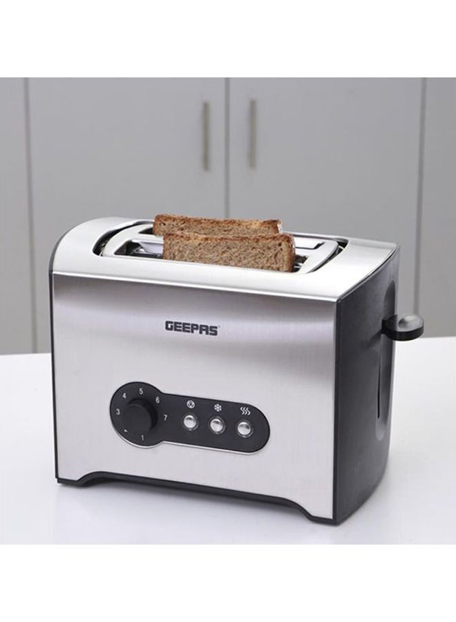 2 Slice Toaster - Stainless Steel Bread Toaster with High Lift Lever With High Lift & Lock Function - Reheat| Defrost Function |Lift & Lock Function, Wide 2 Slots, Even & Fast Toasting, 900.0 W GBT6152 Silver/Black