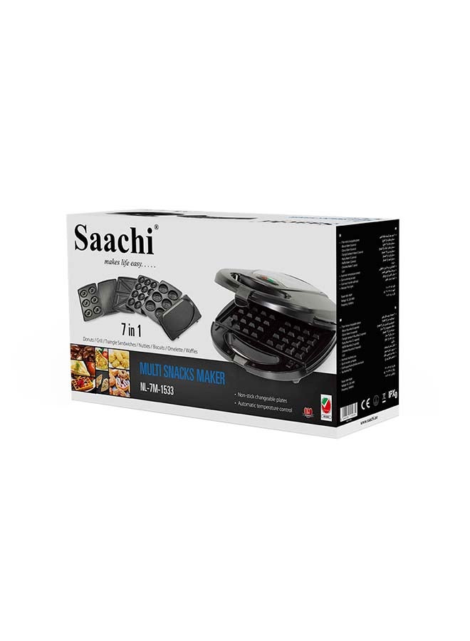 7 In 1 Multi Snack Maker NL-7M-1533-BK With Removable Plates 760.0 W NL-7M-1533-BK Black