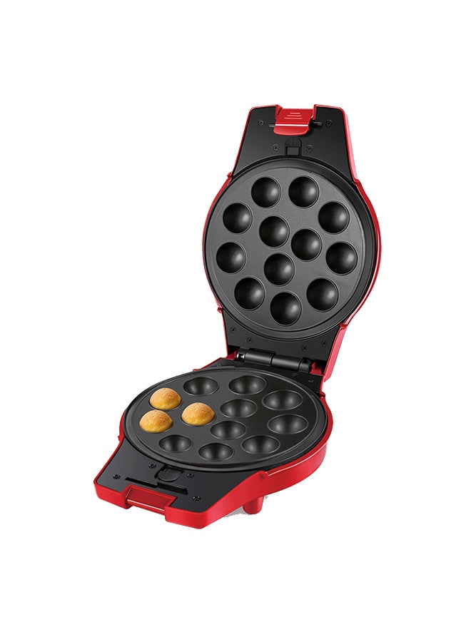 4-In-1 Multi Snack Maker with Changeable Plates for Waffles, Donuts, Cupcakes and Cakepops 1000 W NL-4M-1566-RD Red