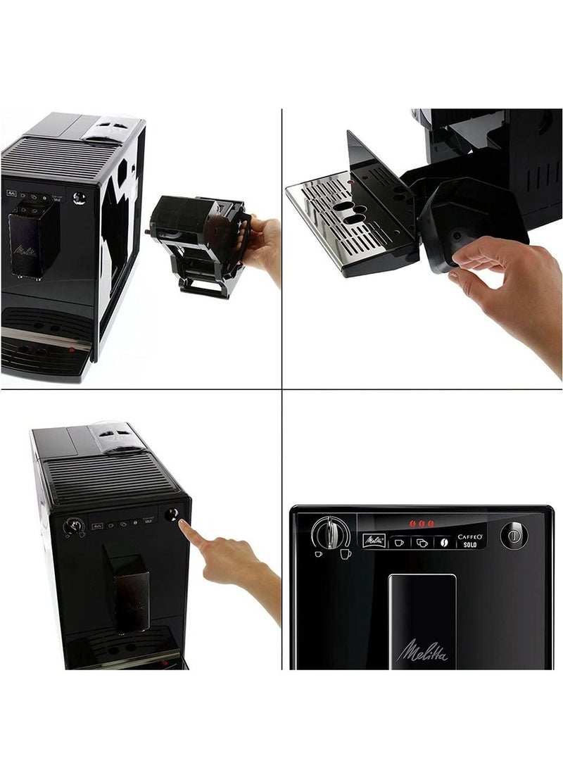 Solo E950-222, Compact Bean To Cup Coffee Machine With Pre-Brew Function, Automatic Cappuccino Maker, 1400 W, 1.2 Liters, Pure Black
