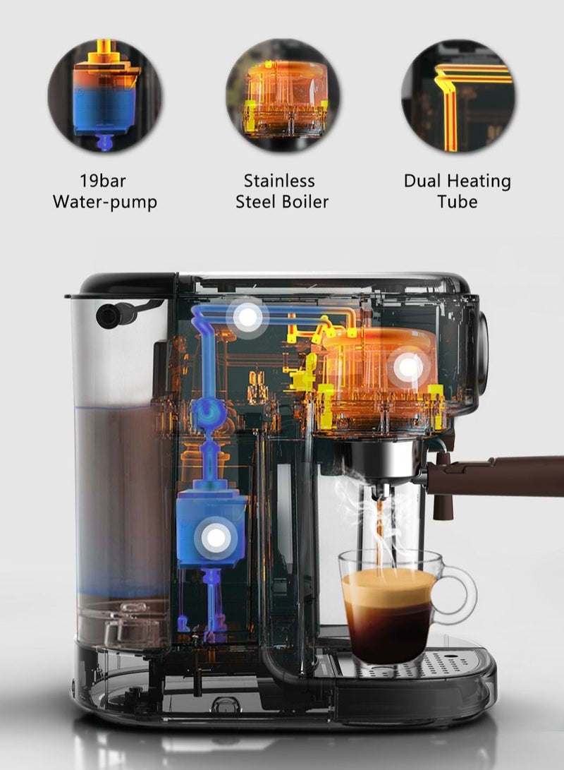 HiBREW Fully Automatic Espresso Cappuccino Latte  High Pressure Steam 3 in 1 Coffee Machine Automatic Hot Milk Froth ESE Pod And Ground Coffee H8A