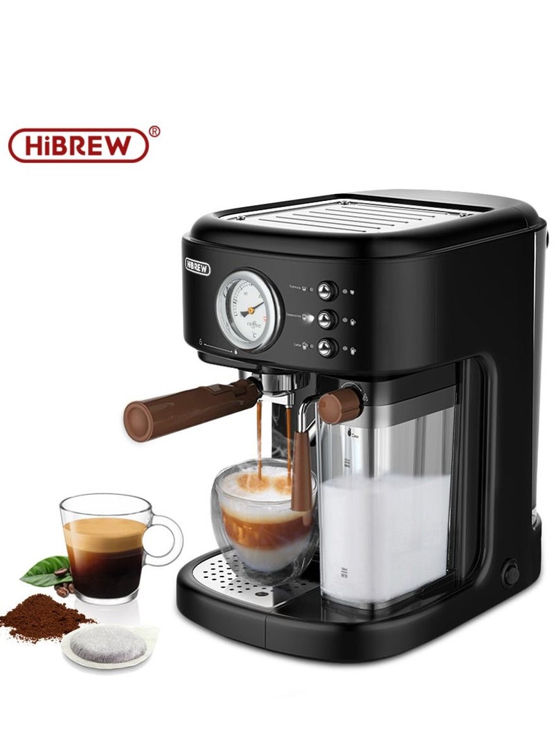 HiBREW Fully Automatic Espresso Cappuccino Latte 19Bar High Pressure Steam 3 in 1 Coffee Machine Automatic Hot Milk Froth ESE Pod And Ground Coffee H8A