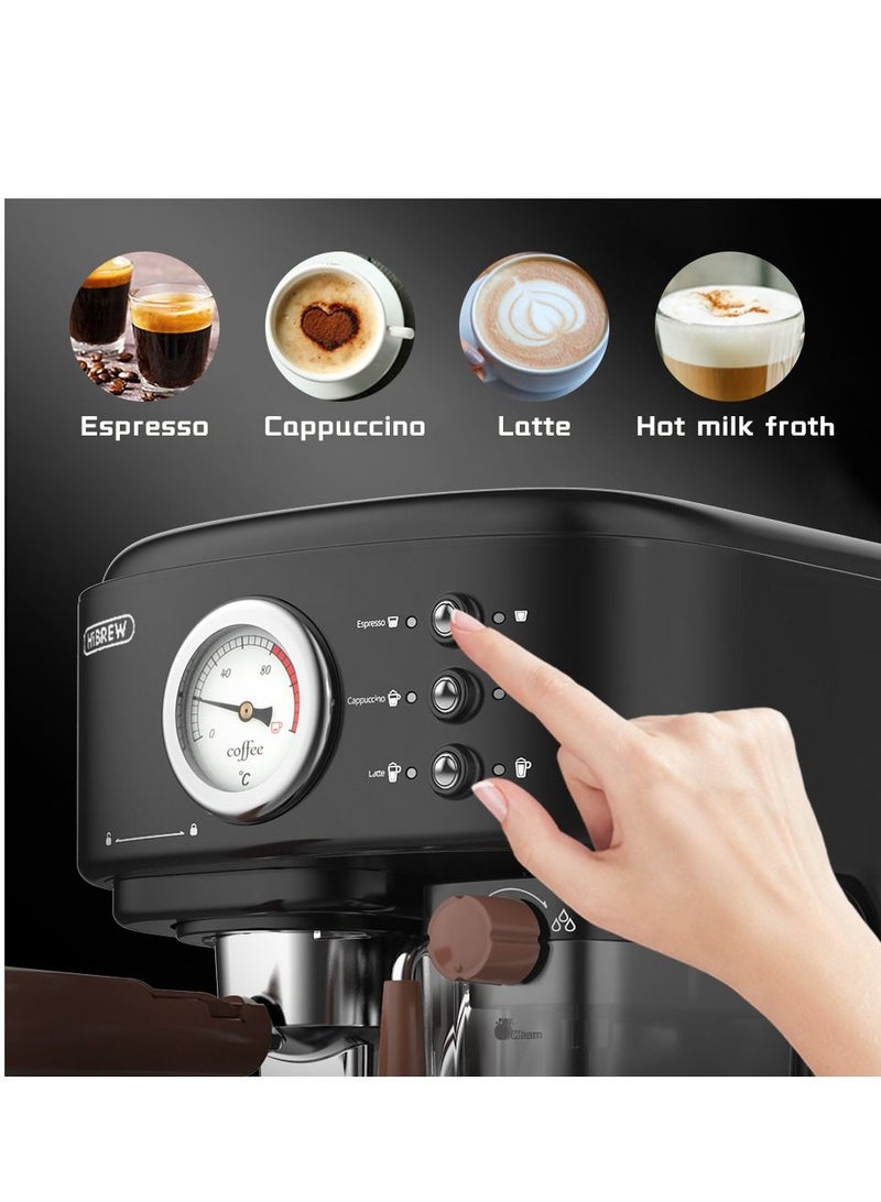 HiBREW Fully Automatic Espresso Cappuccino Latte  High Pressure Steam 3 in 1 Coffee Machine Automatic Hot Milk Froth ESE Pod And Ground Coffee H8A