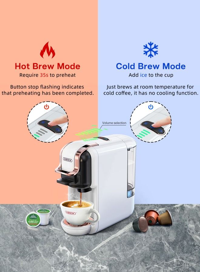 HiBREW Multiple Capsule Coffee Machine Hot and Cold Dolce Gusto Milk Nespresso Capsule ESE Pod Ground Coffee Cafeteria 5 in 1 H2B White