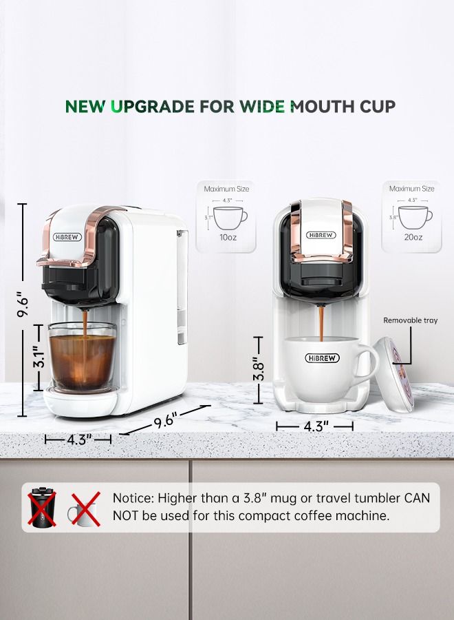 HiBREW Multiple Capsule Coffee Machine Hot and Cold Dolce Gusto Milk Nespresso Capsule ESE Pod Ground Coffee Cafeteria 5 in 1 H2B White