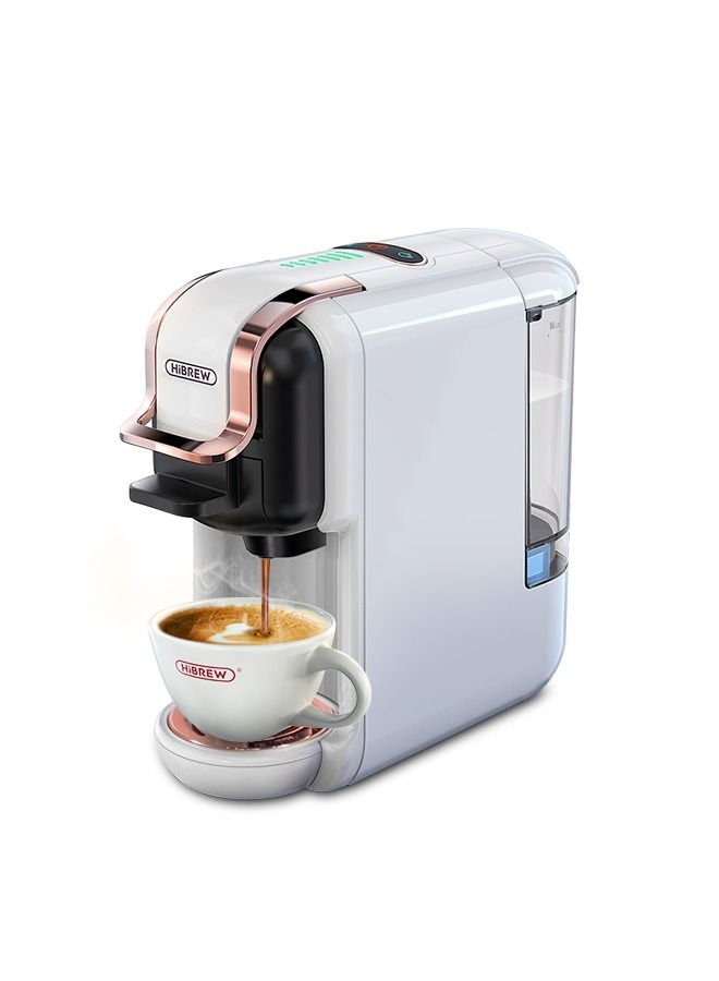 HiBREW Multiple Capsule Coffee Machine Hot and Cold Dolce Gusto Milk Nespresso Capsule ESE Pod Ground Coffee Cafeteria 5 in 1 H2B White