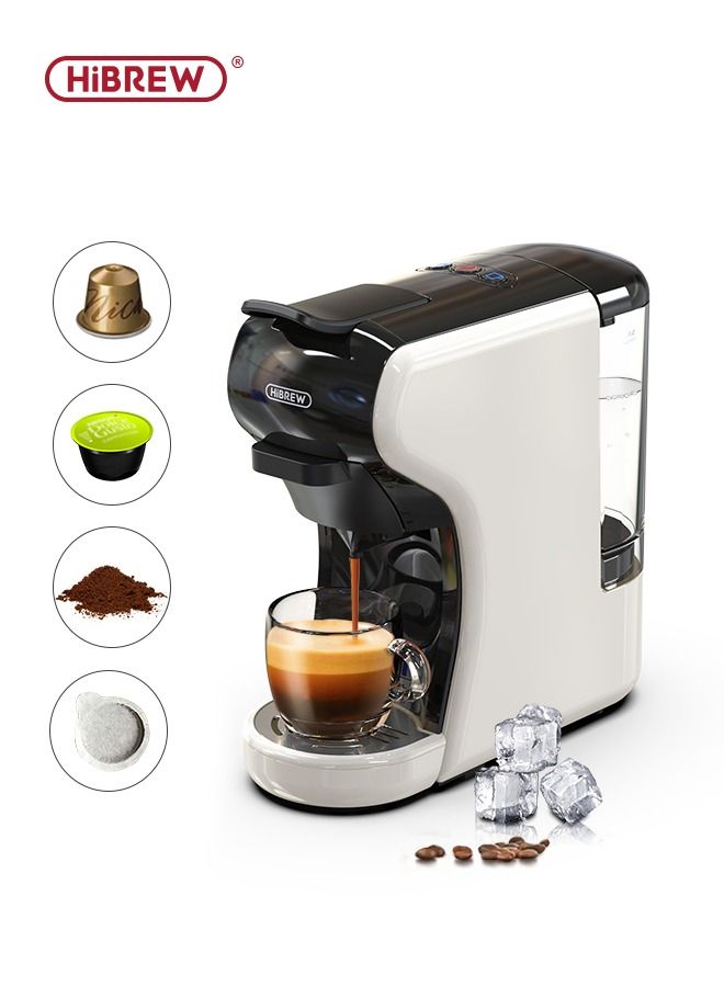 HiBREW Coffee Machine 19 Bar 4in1 Multiple Hot and Cold Brew Capsule Espresso Maker For Nespresso  Ground Coffee K cup H1A White
