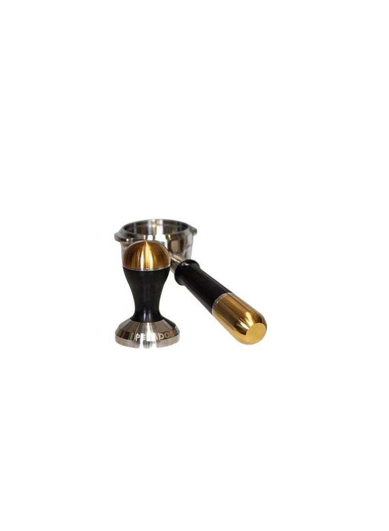 Pesado Spouted Portafilter with Tamper Precision Set - Black & Gold