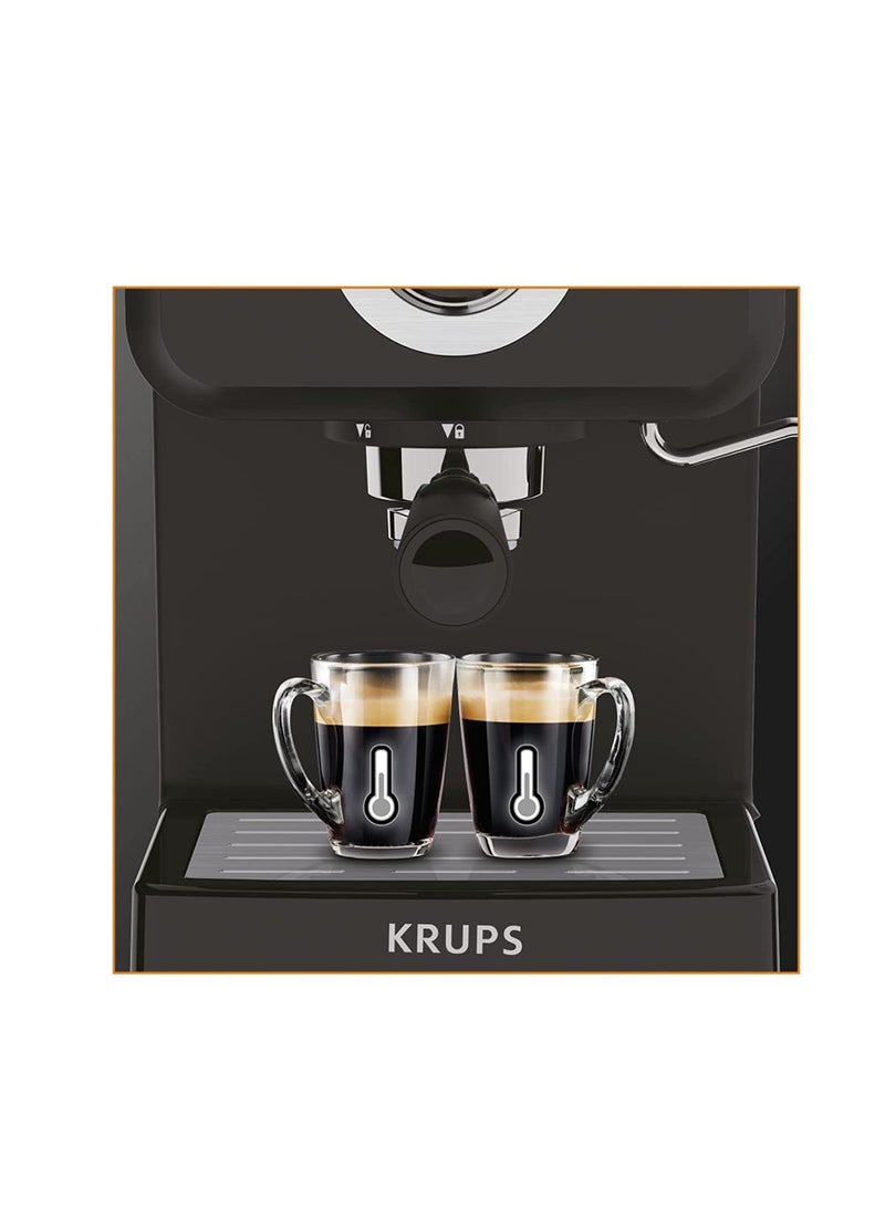 KRUPS OPIO Espresso Pump Machine, Black/Silver, Plastic/Stainless Steel, XP320840