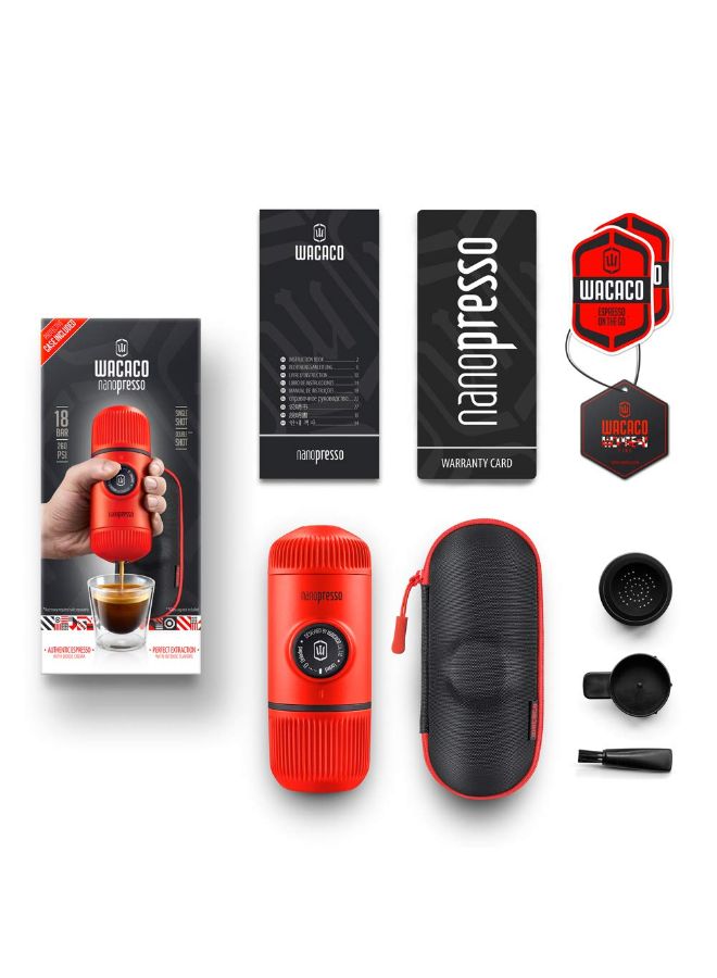 Nanopresso Portable Espresso Maker with Protective Case Lava Red Lava Red