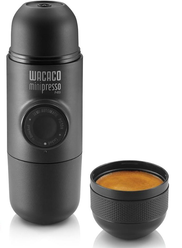 Wacaco Minipresso NS, Portable Espresso Machine, Compatible Nespresso Original Capsules and Compatibles, Travel Coffee Maker, Manually Operated from Piston Action