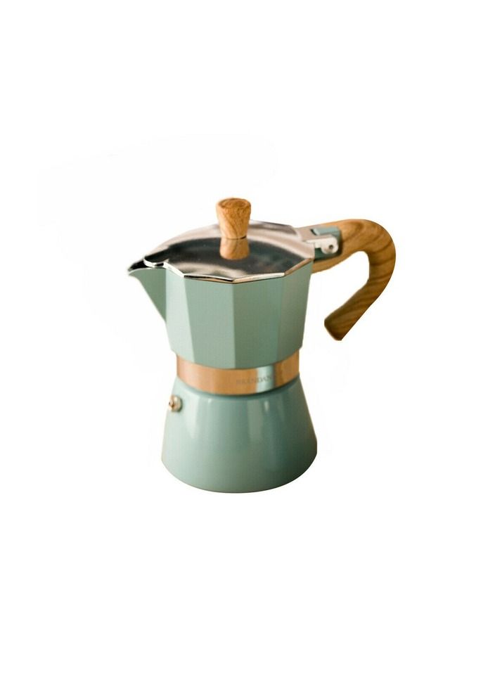 1-Piece 150ML Italian Espresso Stovetop Moka Pot 3 Cups Coffee Maker for Home and Camping Color Green