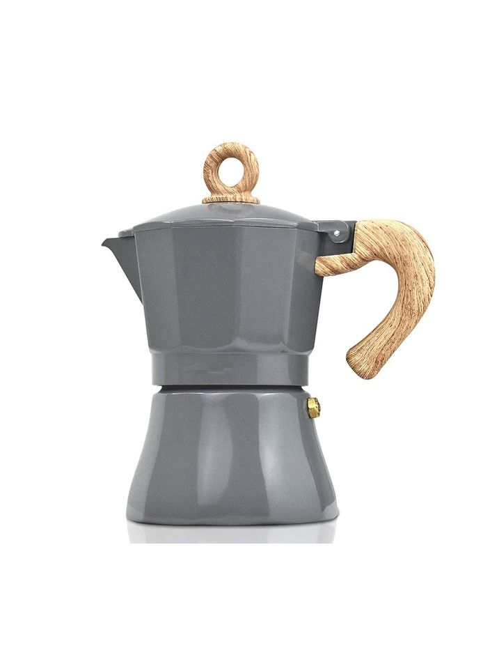 1-Piece 150ML Italian Espresso Stovetop Moka Pot 3 Cups Coffee Maker for Home and Camping Color Grey